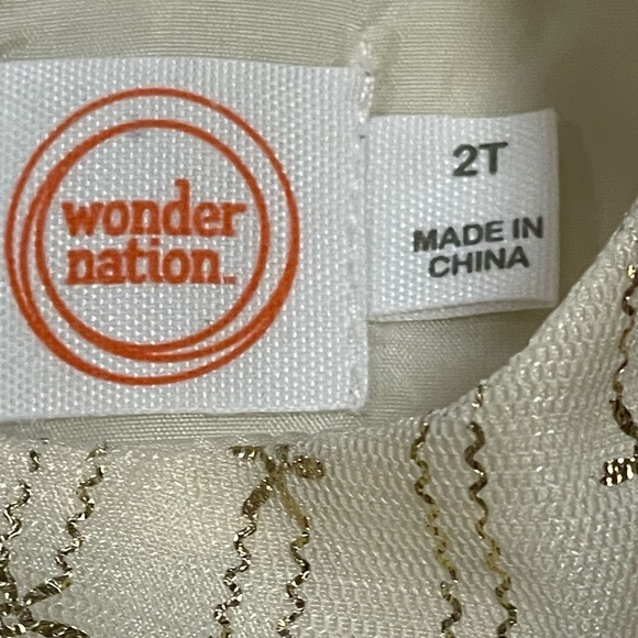 Gold and Cream Baby Dress with Bow - Picture 8 of 9